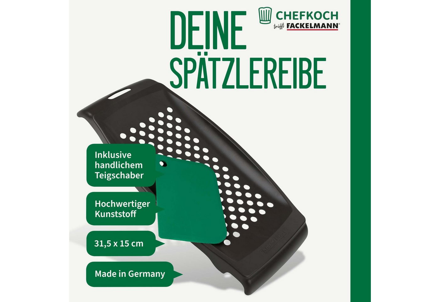 Chefkoch trifft Fackelmann Spätzlehobel Spätzlehobel und Teigschaber, Knöpfle-Maker, Teigwaren-Hersteller Bild 4