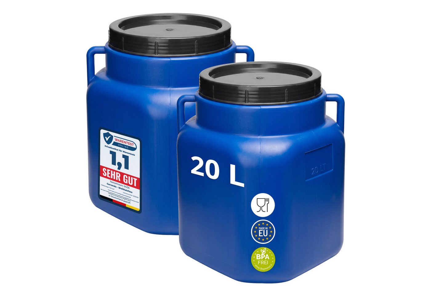 Garronda Regentonne Set BPA-freies quadratisches Fass Behälter mit Deckel GD-0134, 20 l, (2-tlg), BPA-Frei Bild 2