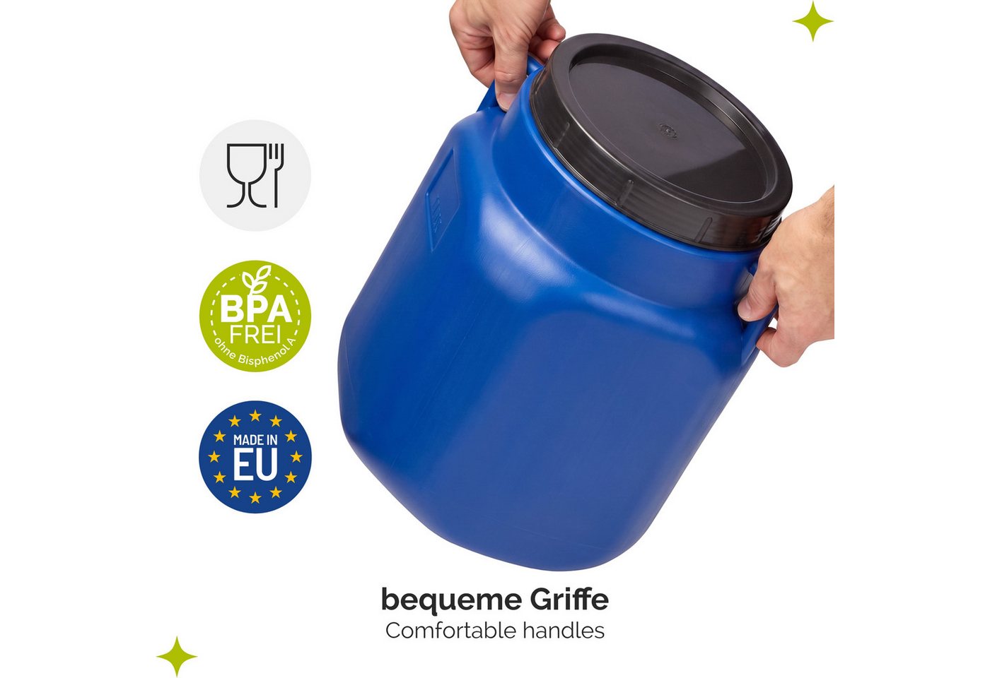 Garronda Regentonne Set BPA-freies quadratisches Fass Behälter mit Deckel GD-0134, 20 l, (2-tlg), BPA-Frei Bild 3
