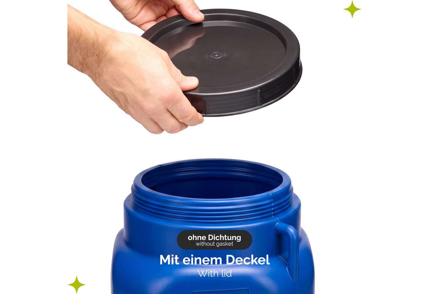 Garronda Regentonne Set BPA-freies quadratisches Fass Behälter mit Deckel GD-0134, 20 l, (2-tlg), BPA-Frei Bild 5