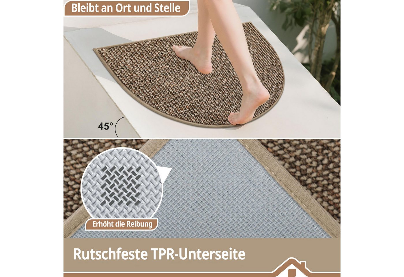 Diwzbyn Fußmatte Sisal-Fußmatte, Halbmond-Kratzmatte, Kratzbrett, strapazierfähige Kratz-Fußmatte für Katzen, dekorative Fußmatte Bild 4