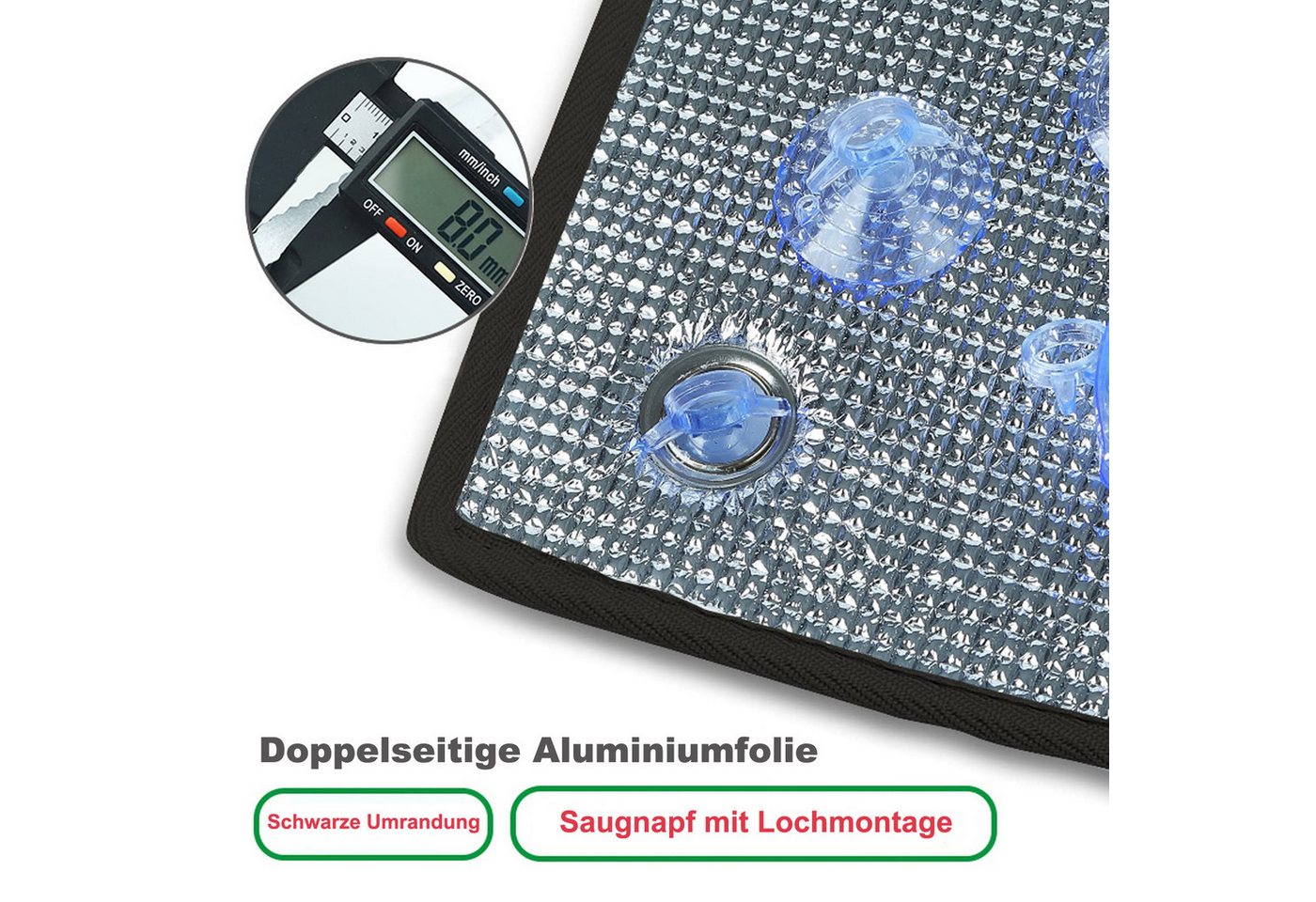 Auledio Sonnenschutz-Fensterfolie Wärmeschutz-Fensterfolie, UV-Schutz, Reflektierende Aluminiumfolie, Doppelte Aluminiumfolien-Isolierung, Für Zuhause, Büro und Garage