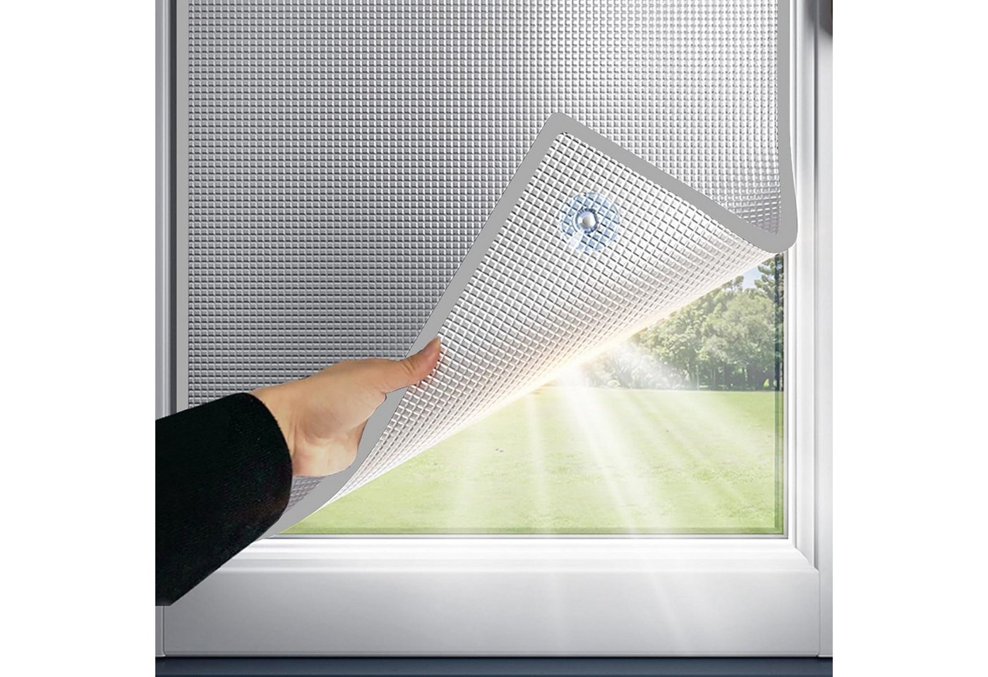 Auledio Sonnenschutz-Fensterfolie Wärmeschutz-Fensterfolie, UV-Schutz, Reflektierende Aluminiumfolie, Doppelte Aluminiumfolien-Isolierung, Für Zuhause, Büro und Garage Bild 2