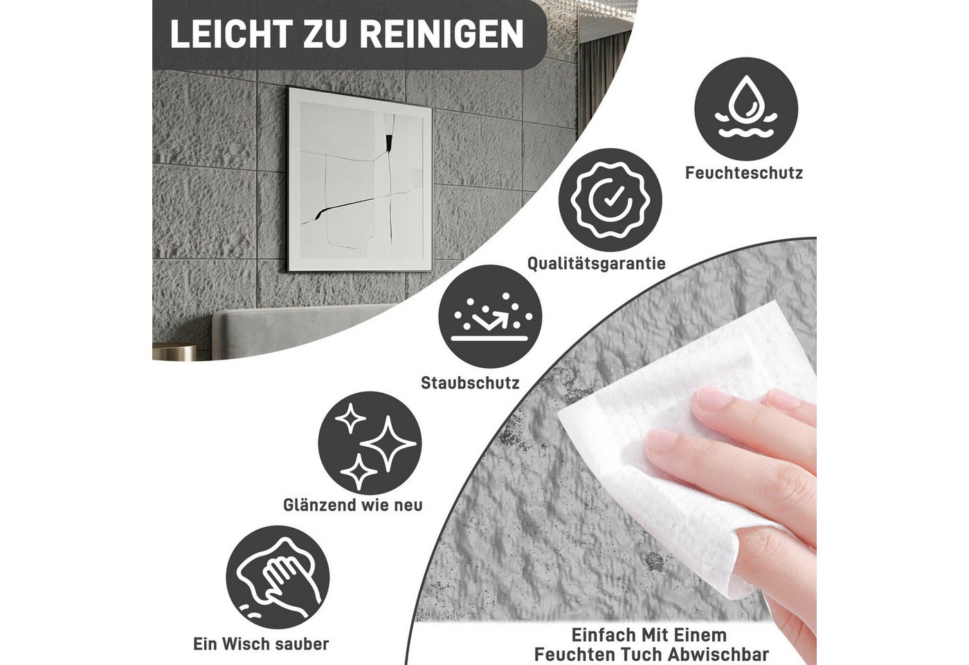 FIVMEN 3D Wandpaneel 120x60 cm Steinoptik Polystyrol 3cm dick Leichte Deckenpaneele, (2-tlg) für Wohnzimmer Küche Bad Schlafzimmer, 2 Stück/3 Stück Bild 3