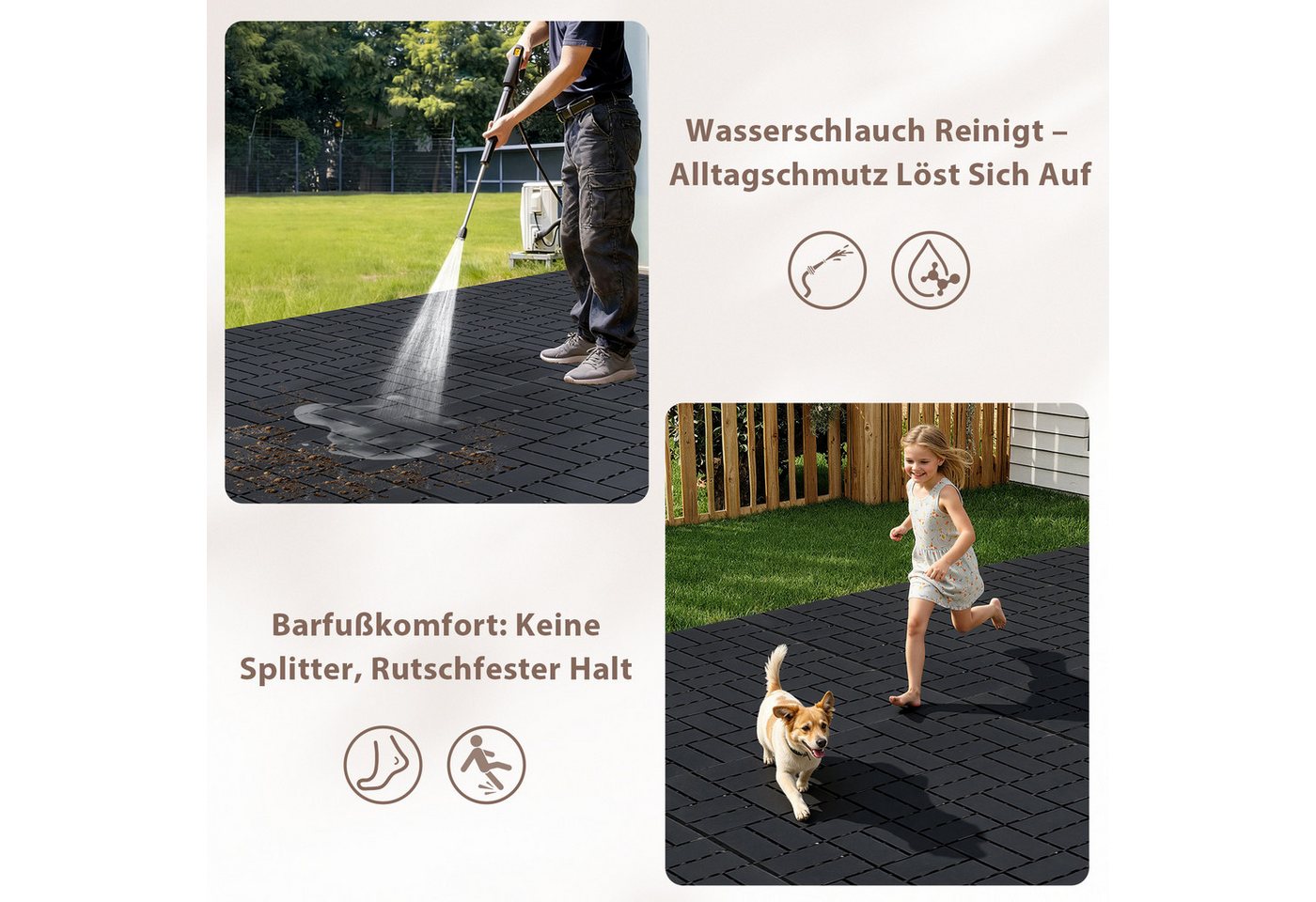 Clanmacy Terrassenplatte 110 Stück Terrassenfliesen 30x30 Kunststoff Klickfliesen anthrazit, Kunststoff 30x30, Anthrazit Bild 2