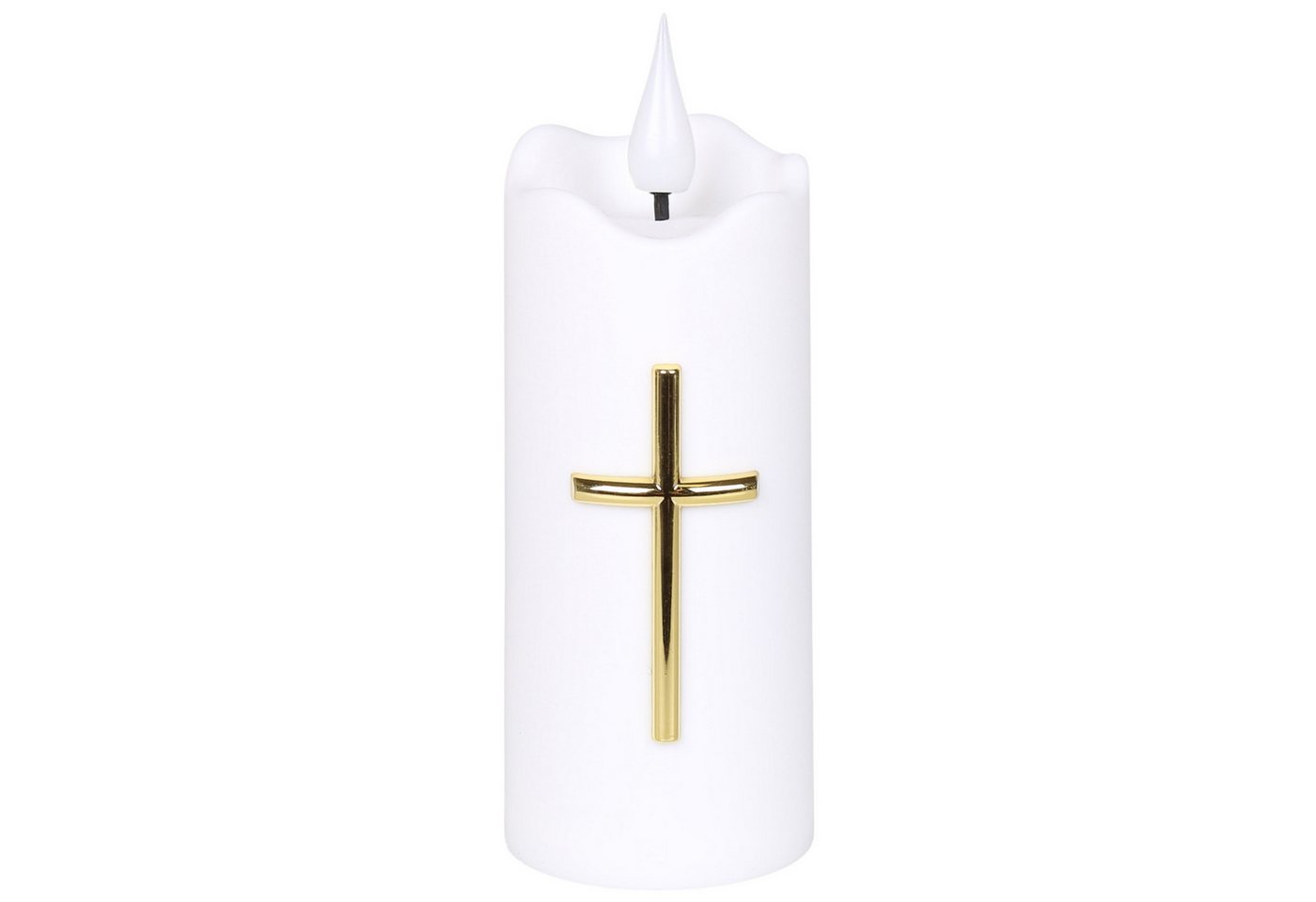 Sarcia.eu LED-Kerze Weiße LED-Kerze mit Kreuz, Flammeneffekt und Batterien, 13 cm Bild 2