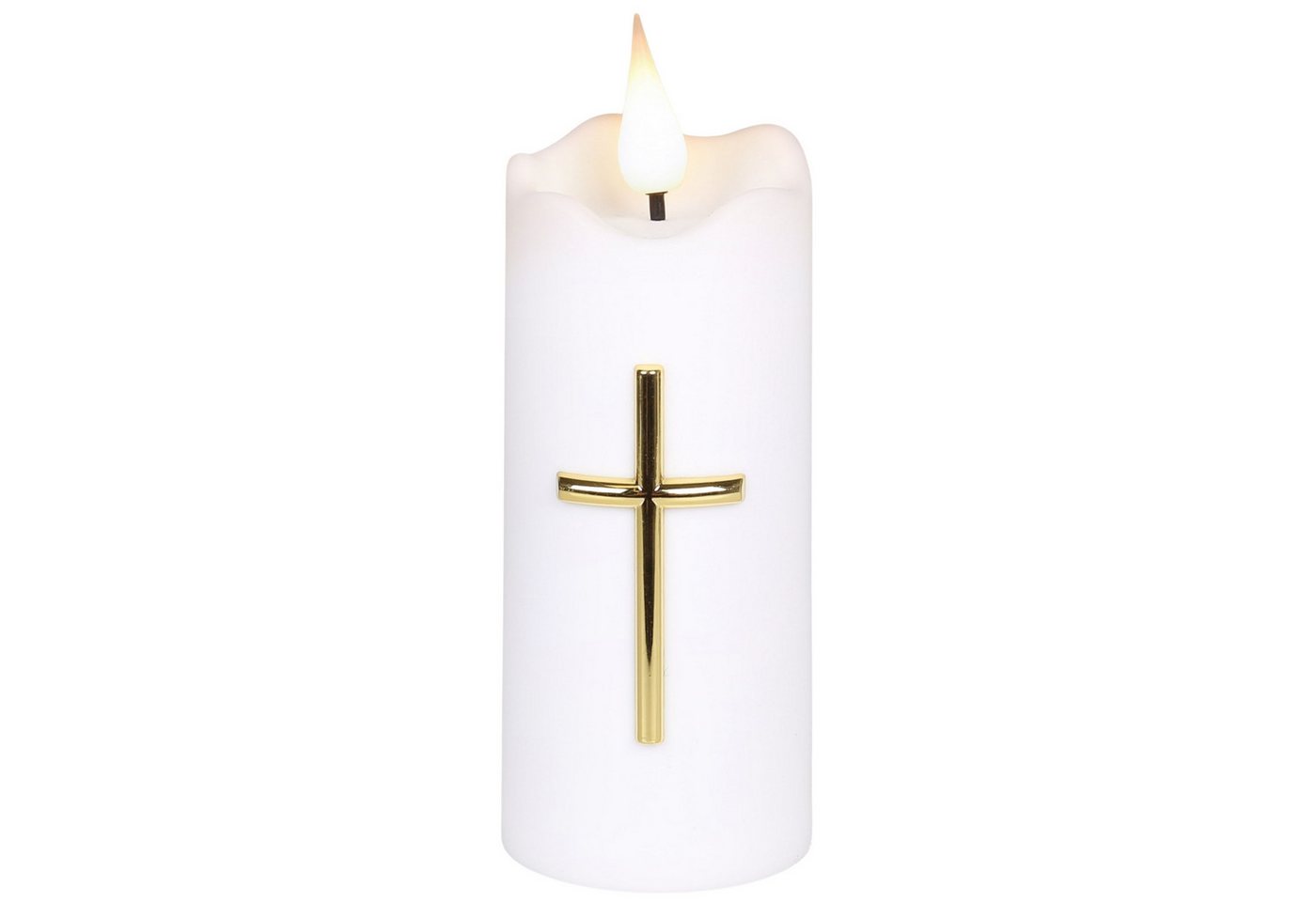 Sarcia.eu LED-Kerze Weiße LED-Kerze mit Kreuz, Flammeneffekt und Batterien, 13 cm Bild 4