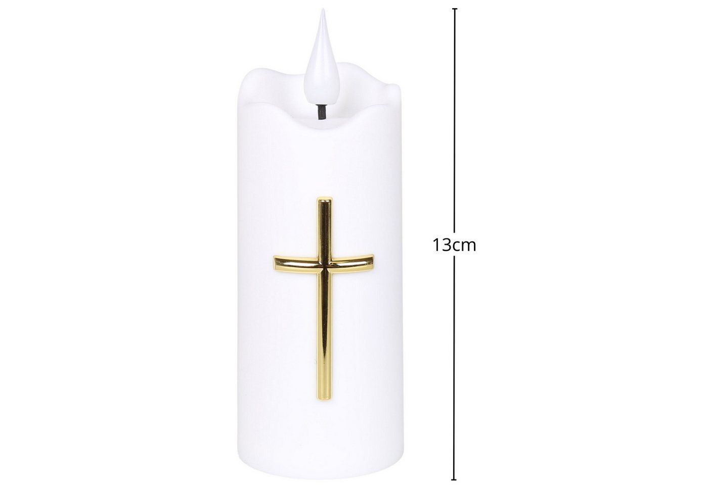 Sarcia.eu LED-Kerze Weiße LED-Kerze mit Kreuz, Flammeneffekt und Batterien, 13 cm Bild 5