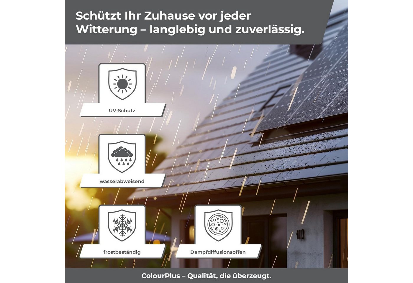 ColourPlus Dachfarbe Sockel- & Dachfarbe, hochdeckend, wetterbeständig, UV-stabil, wasserdampfdiffusionsfähig