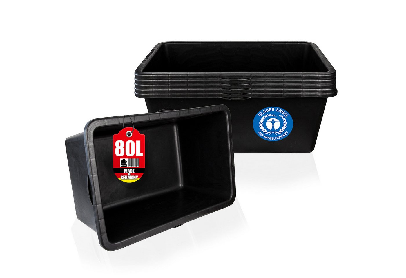 BigDean Mörtelkasten 5x Mörtelwanne 80 L Eckig Miniteich Baueimer Made in Germany, (Set, 5-tlg., Mörtelwanne), Vielseitig, Speiswanne, Mörtelwanne, Zementwanne, Mini Teich.
