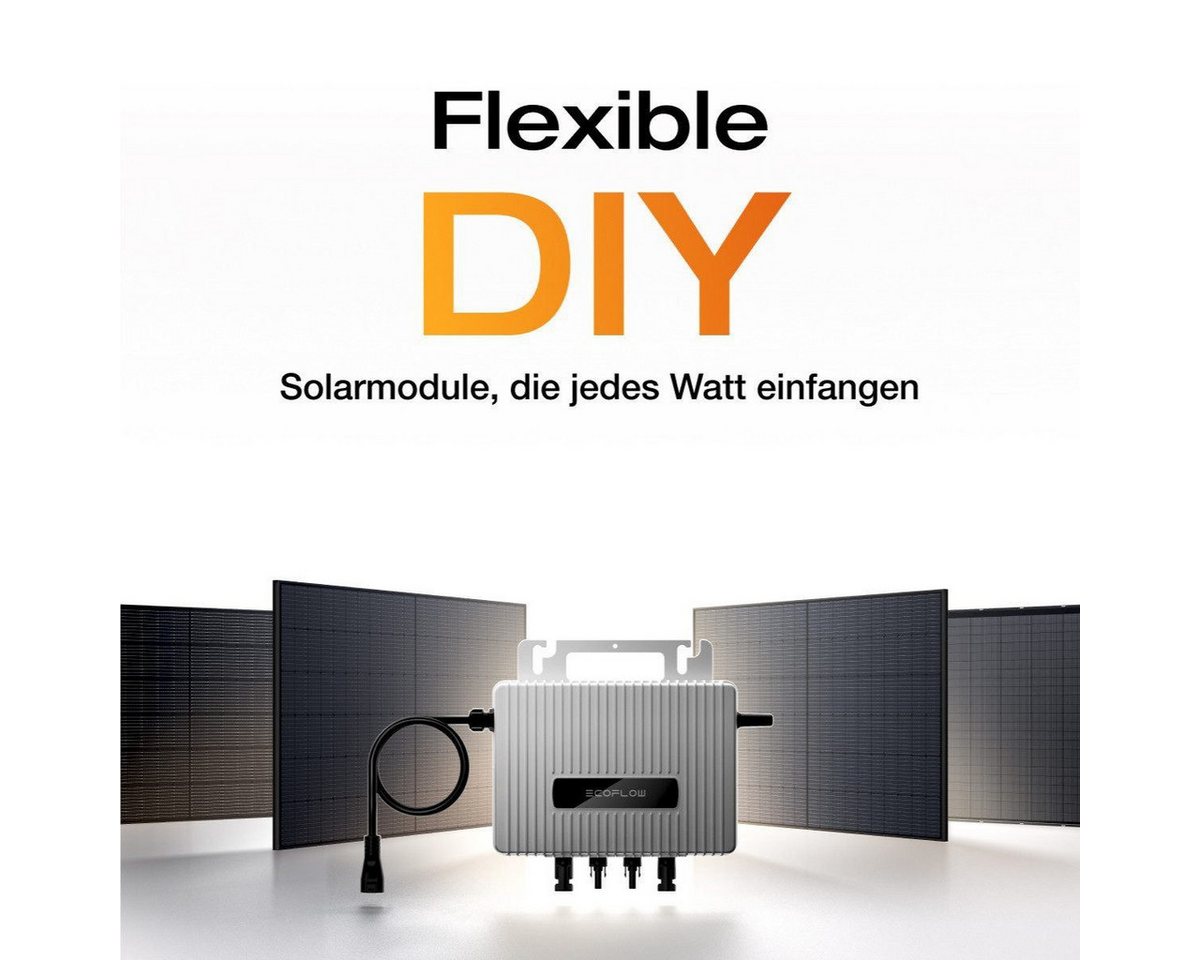 Ecoflow Balkonkraftwerk 1000Wp Komplettset inkl. EcoFlow 800W Wechselrichter, (Plug & Play Installation), mit 2×500Wp Full Black Modulen Bild 4