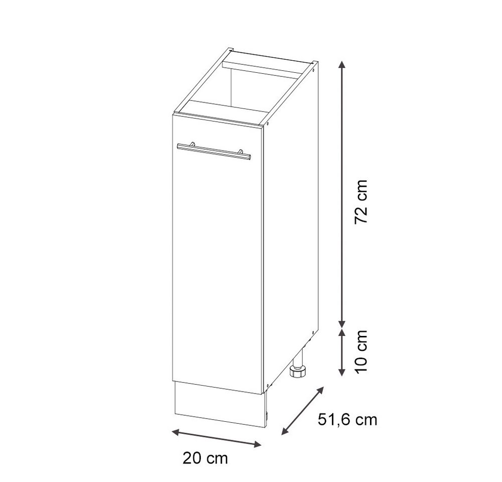Vicco Apothekerschrank Fame-Line, Anthrazit Hochglanz/Anthrazit, 20 cm ohne Arbeitsplatte (1-St)