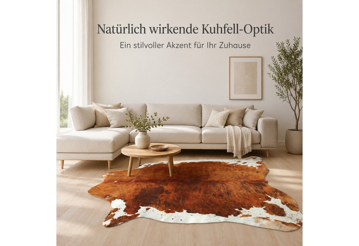 Lochas Fellteppich Teppich in Kuhfelloptik, Kurzflor, waschbar Bild 5