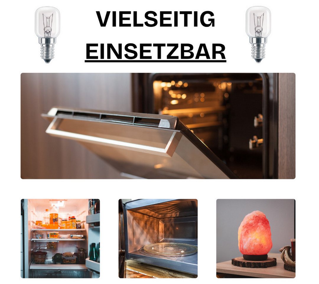 SpectrumLED Spezialleuchtmittel 2x E14 Backofenlampe 25W 300°C Warmweiß Kühlschranklampe 125 Lumen, E14, 2 St., Warmweiß Bild 4