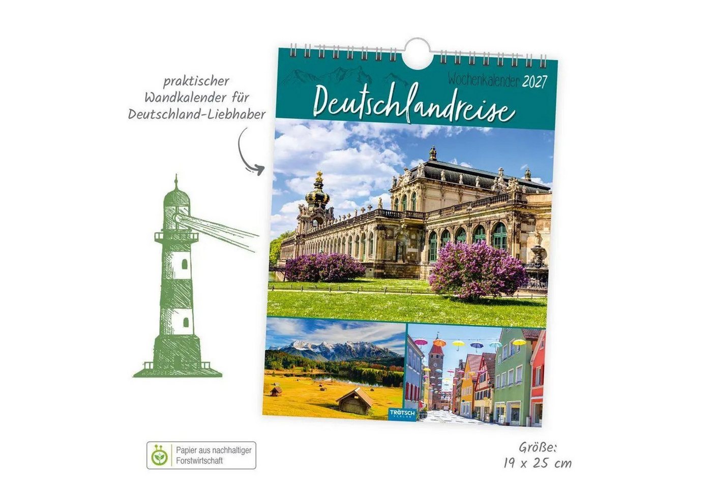 Trötsch Verlag Wandkalender TRÖTSCH - Wochenkalender zum Hängen Deutschlandreise 2027 Bild 2