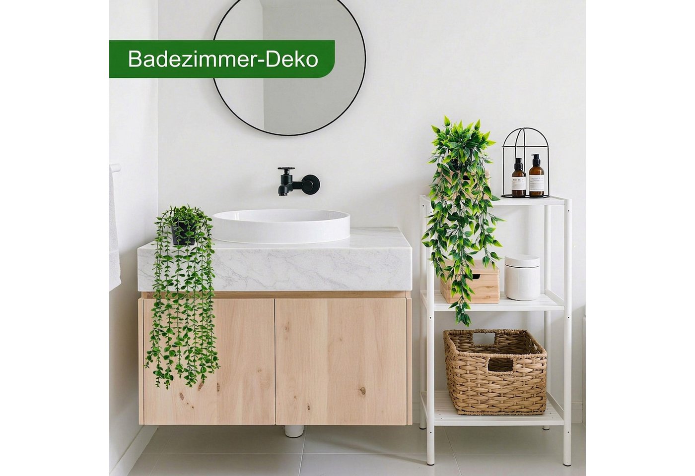 Kunstpflanze 6-teiliges Set künstlicher Eukalyptus-Hängeranken, Diwzbyn, – Künstliche Hängepflanzen im Topf Bild 2
