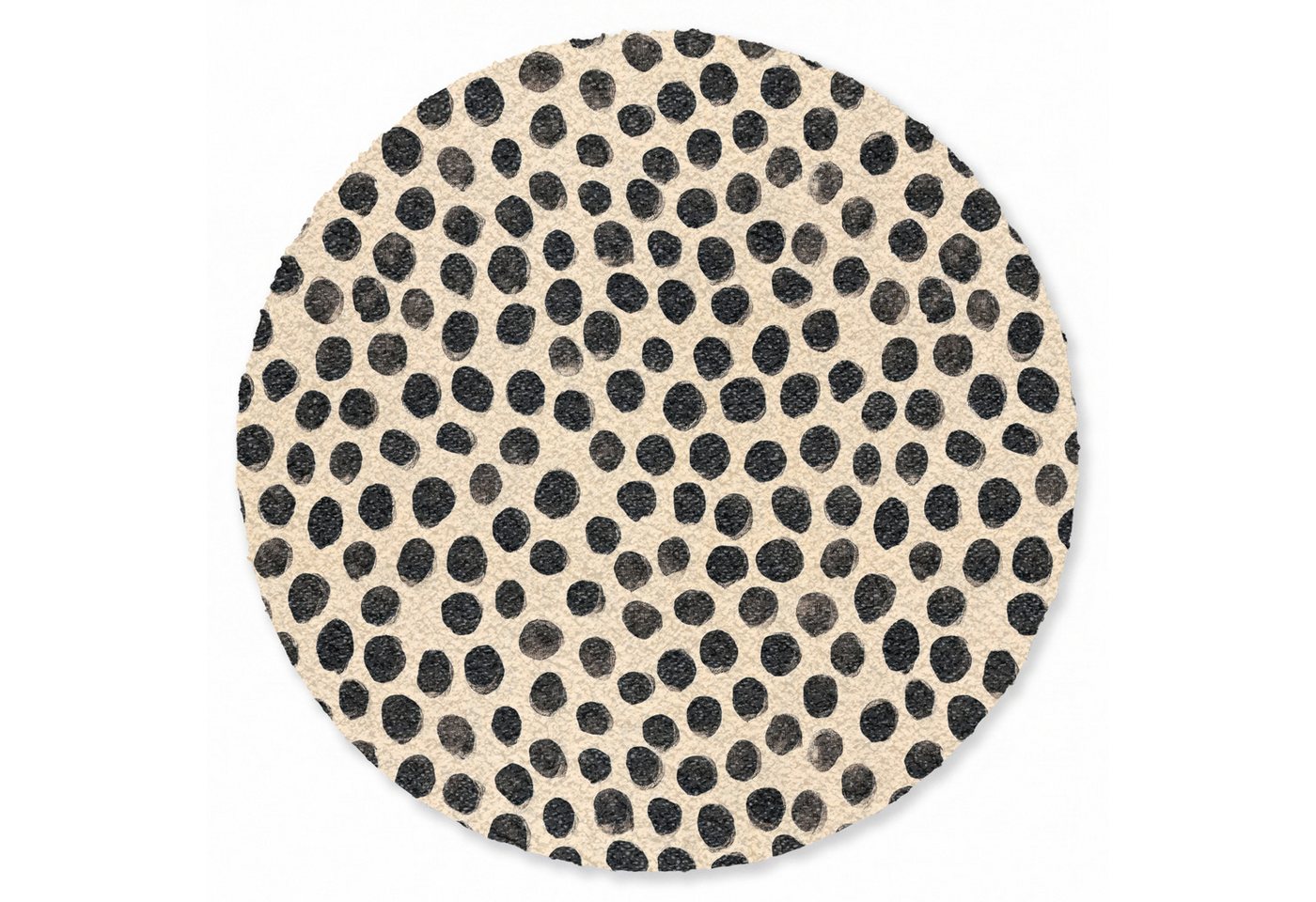 OnlyWow Teppich Rund Polka dots - Muster - Schwarz, Rechteckig, Wohnzimmer, Schlafzimmer, Kurzflor 90x90 cm