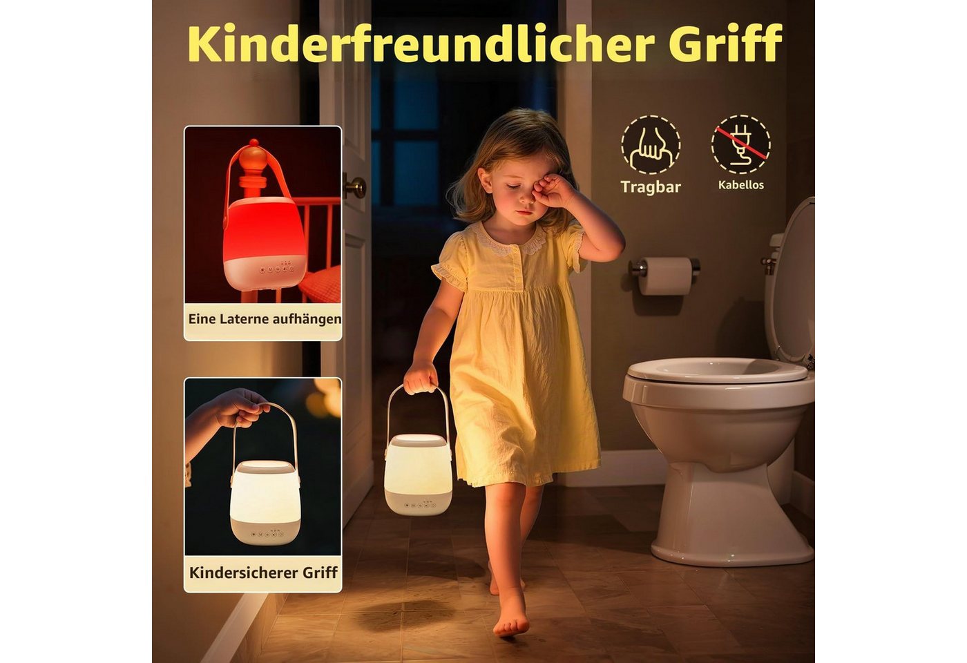 Vivitar LED Nachtlicht Dimmbar mit White Noise Maschine, 3-in-1 Baby Stilllicht, USB aufladbar und Tragbar, Fütterungslampe zum Stillen und Fläschchengeben, Nachtlicht für Kinderzimmer, mit Fernbedienung, 15/30/60-Minuten-Timer, über USB aufladbar, 35 Lichteffekten, 7 Farben, 5 Helligkeitsstufen, 12 Klängen Bild 5