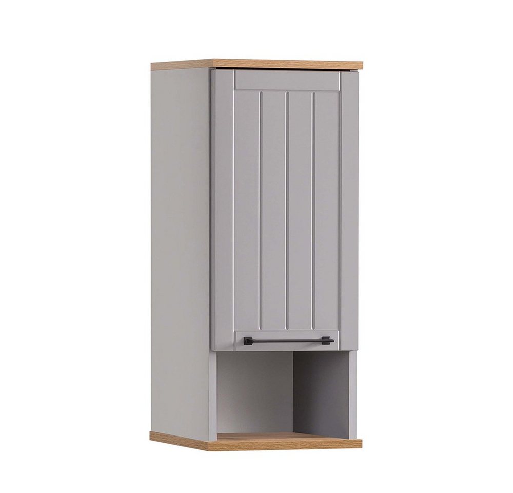 Lomadox Hängeschrank JAUSA-80 Badmöbel im Landhaus Design, grau mit Eiche Nb., 30,3/70,8/20,5cm Bild 2