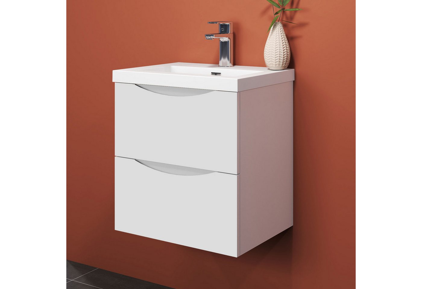 Aica Sanitär Waschtisch Waschbecken mit Unterschrank Soft Close Badmöbel Badschrank Gäste-WC Bild 3