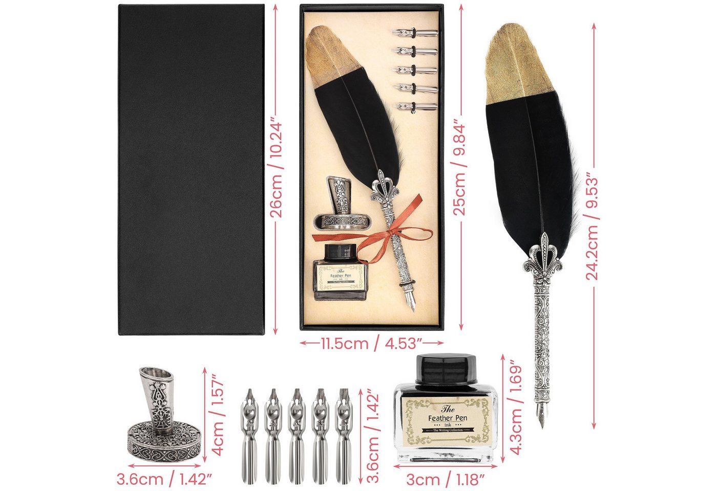 Belle Vous Füllfederhalter BELLE VOUS Kalligraphie Set 8-teilig mit Tinte und 5 Spitzen Bild 4