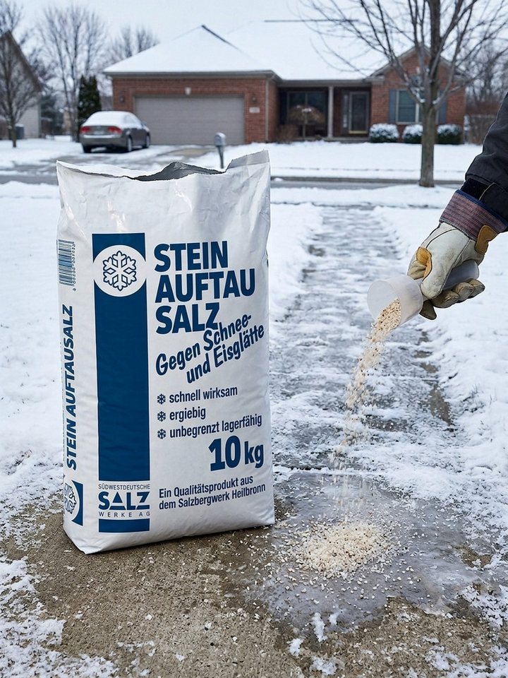 Südwestdeutsche Salzwerke AG Streuwagen Steinauftausalz 10 kg Kornklasse EF trocken – Premium Streusalz