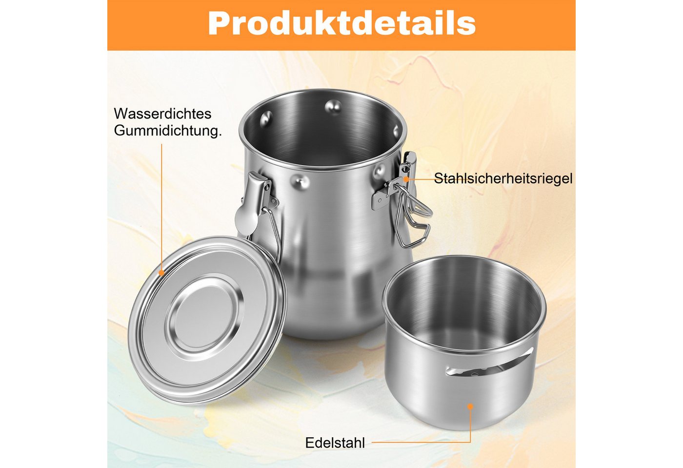 BlingBin Farbwanne Tragbarer Pinselwascher Edelstahl auslaufsicher,herausnehmbarem Sieb, (1 Stück, 1-tlg., 11.6x10.5x10.5cm), Pinselbecher mit Griff und Deckel für Öl- und Acrylmalerei Bild 5