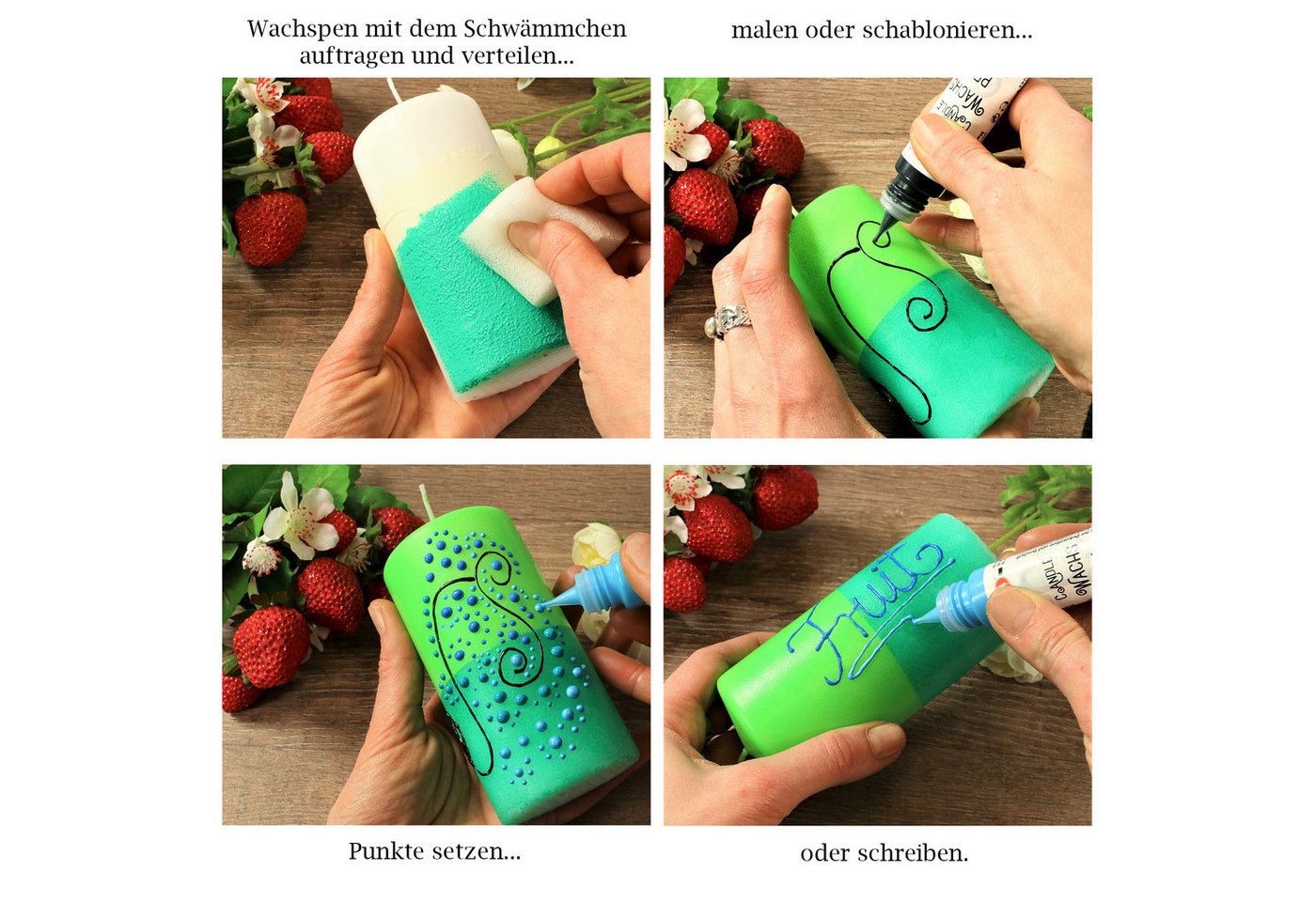 LM-Kreativ Kerzenmalfarbe Wachs Pen Set Profi 20er – 20 Farben je 28 ml, Kerzenstifte-Set, deckend, mischbar, feine Spitze Bild 4