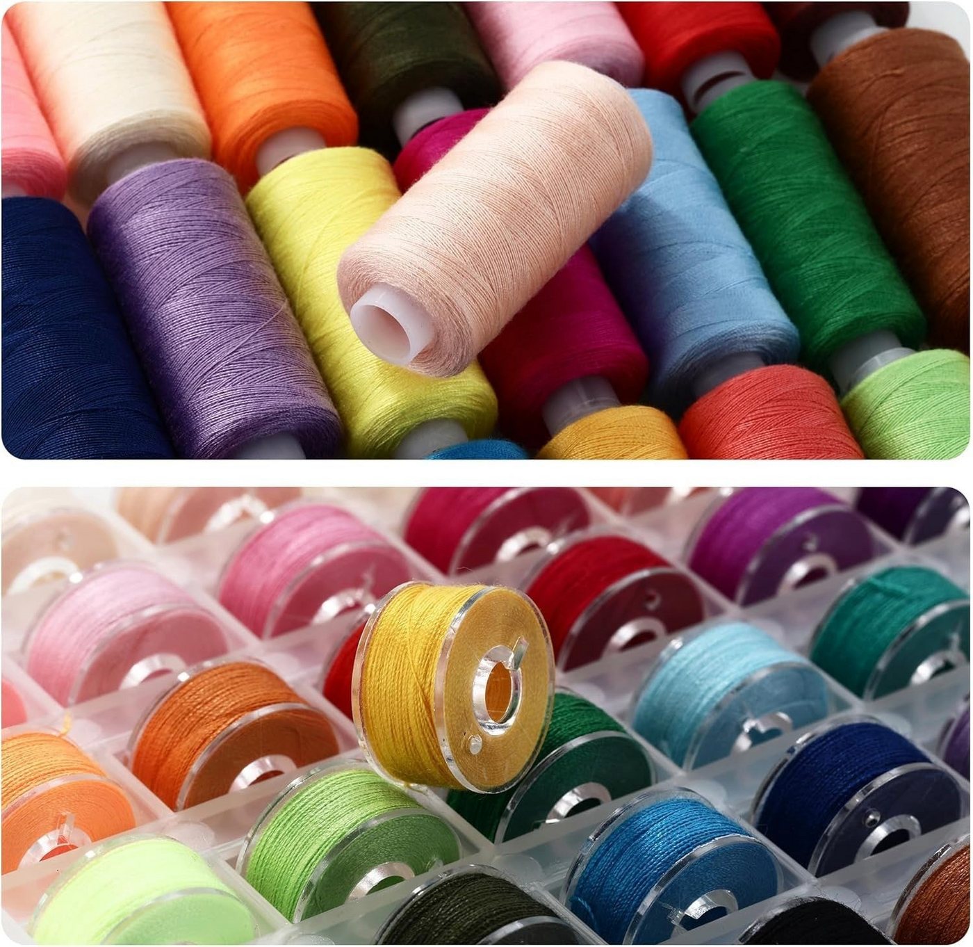 Zengi 36 Farben Polyester reißfest für Nähmaschine Handnähen Quilten DIY Nähgarn, (Set, 72-St., 36 Farben mit jeweils passendem Unterfaden), farbecht, lichtbeständig und abriebfest