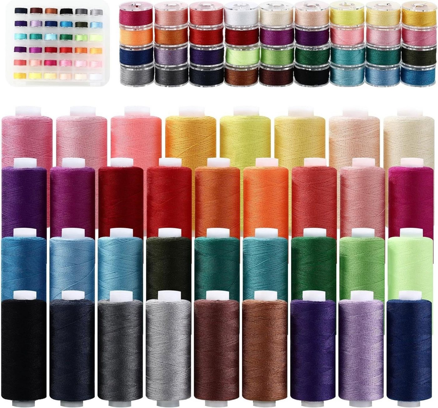 Zengi 36 Farben Polyester reißfest für Nähmaschine Handnähen Quilten DIY Nähgarn, (Set, 72-St., 36 Farben mit jeweils passendem Unterfaden), farbecht, lichtbeständig und abriebfest Bild 5
