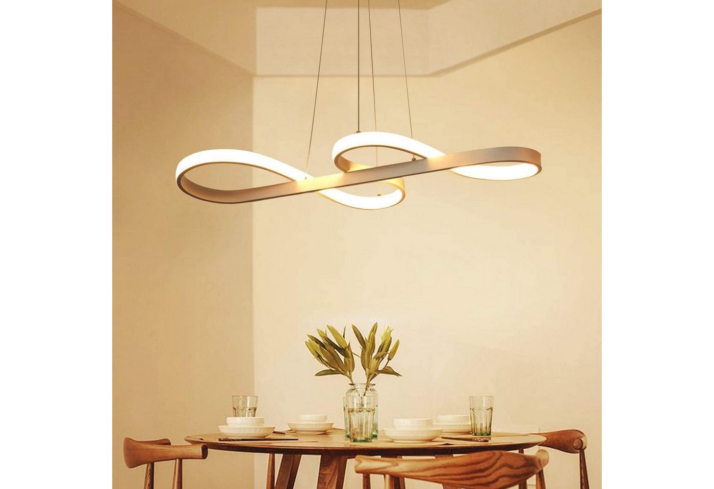 Nettlife LED Pendelleuchte Schwarz/Weiß moderne Hängeleuchten Dimmbar 47W, Höhenverstellbar, LED fest integriert, Warmweiß Neutralweiß Kaltweiß, Esszimmer Wohnzimmer Schlafzimmer Arbeitszimmer Büro