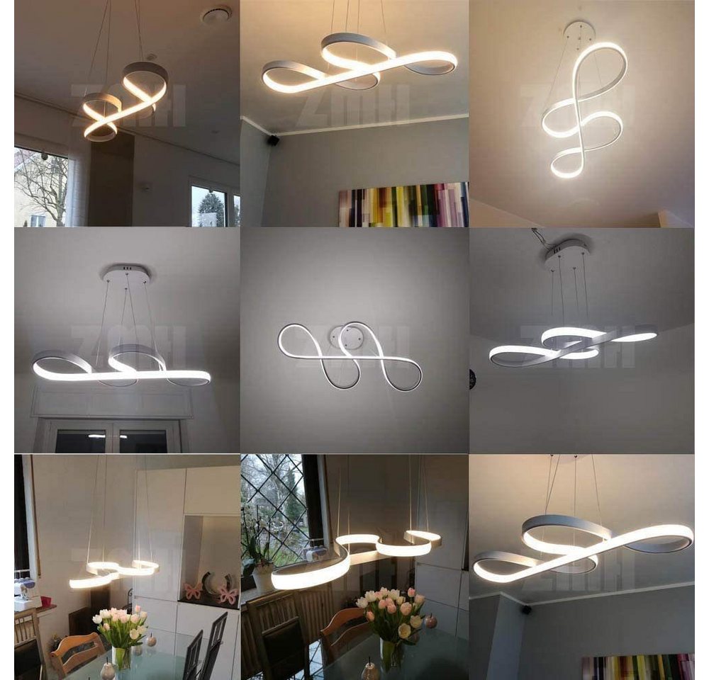 Nettlife LED Pendelleuchte Schwarz/Weiß moderne Hängeleuchten Dimmbar 47W, Höhenverstellbar, LED fest integriert, Warmweiß Neutralweiß Kaltweiß, Esszimmer Wohnzimmer Schlafzimmer Arbeitszimmer Büro Bild 2