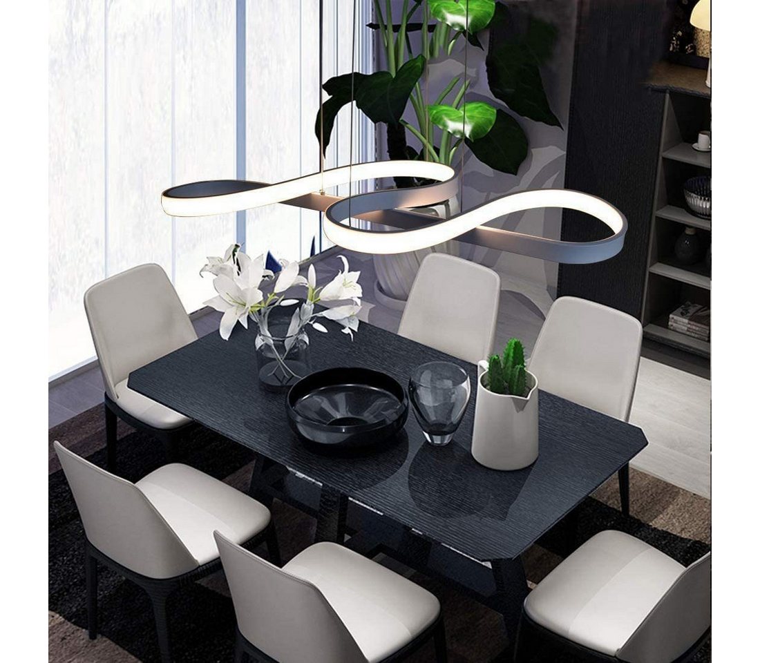 Nettlife LED Pendelleuchte Schwarz/Weiß moderne Hängeleuchten Dimmbar 47W, Höhenverstellbar, LED fest integriert, Warmweiß Neutralweiß Kaltweiß, Esszimmer Wohnzimmer Schlafzimmer Arbeitszimmer Büro Bild 3