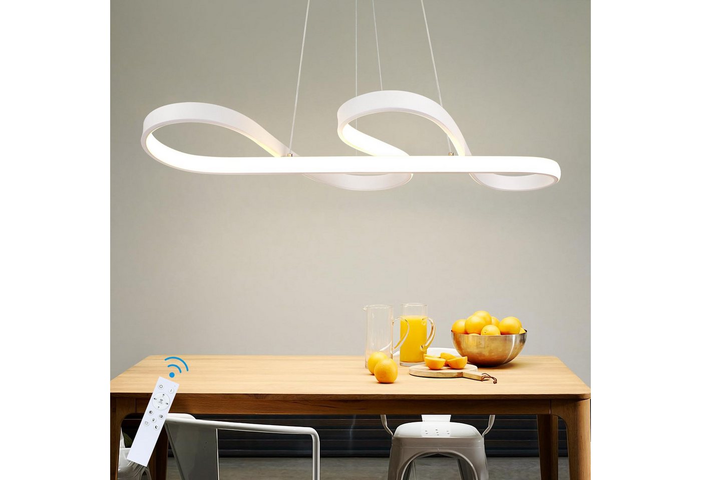 Nettlife LED Pendelleuchte Schwarz/Weiß moderne Hängeleuchten Dimmbar 47W, Höhenverstellbar, LED fest integriert, Warmweiß Neutralweiß Kaltweiß, Esszimmer Wohnzimmer Schlafzimmer Arbeitszimmer Büro Bild 5