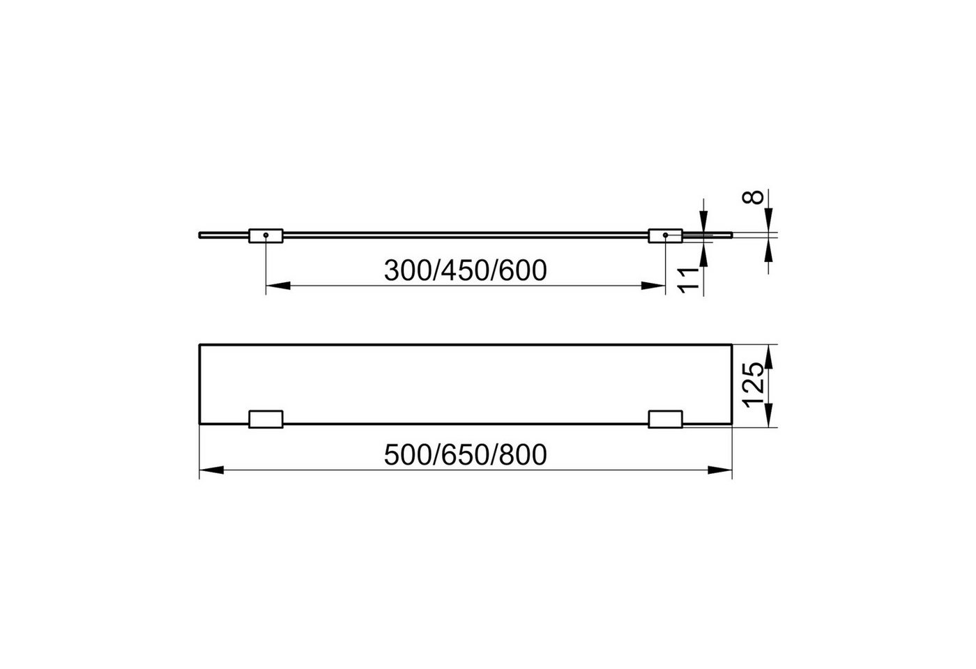 Keuco Wandboard Moll 50 cm, aus Cristallinglas, Halterungen aus Metall, verchromt, Wandmontage