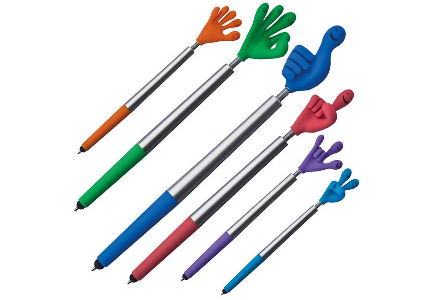 Macma Kugelschreiber 6 Touchpen Kugelschreiber / "Smile Hand" / 6 verschiedene Farben