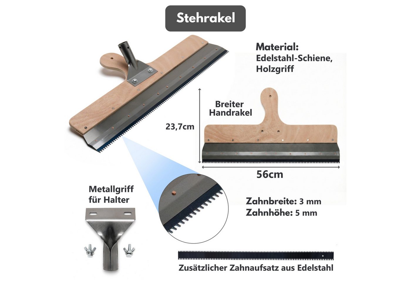 WO-WE Malerset Epoxidharz Bodenbeschichtung Werkzeug Set Ausgleichsmasse Kit PL250, (Set), 7-teilig, Epoxidharz Bodenbeschichtung Werkzeug Set Bild 2