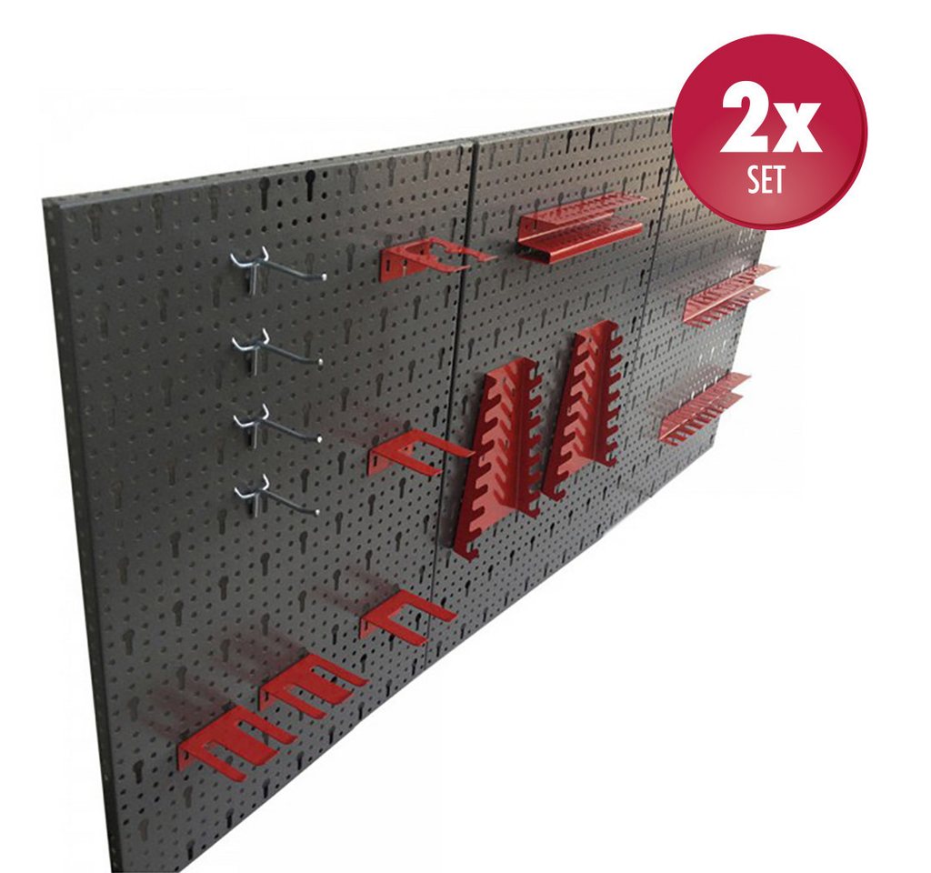 Kreher Lochwand Set: 2 x Werkzeuglochwand aus Metall mit 14tlg. Hakenset, 120 x 60 cm Bild 5