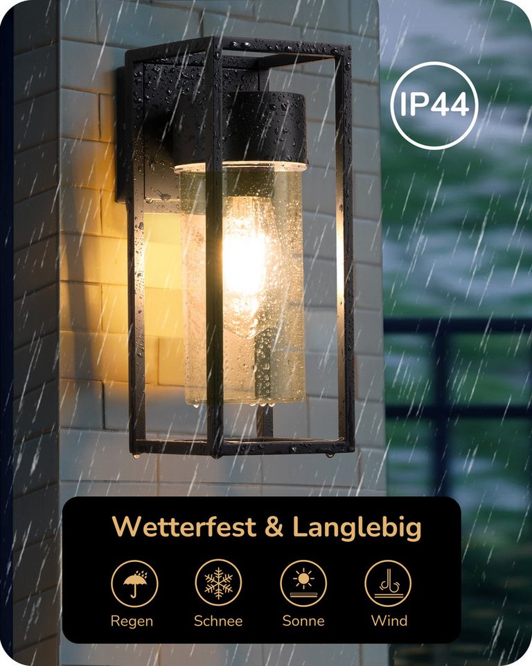 EDISHINE Wandleuchte, ohne Leuchtmittel, Wandbeleuchtung für Hauswand, Terrassenbeleuchtung, Schwarz Bild 2