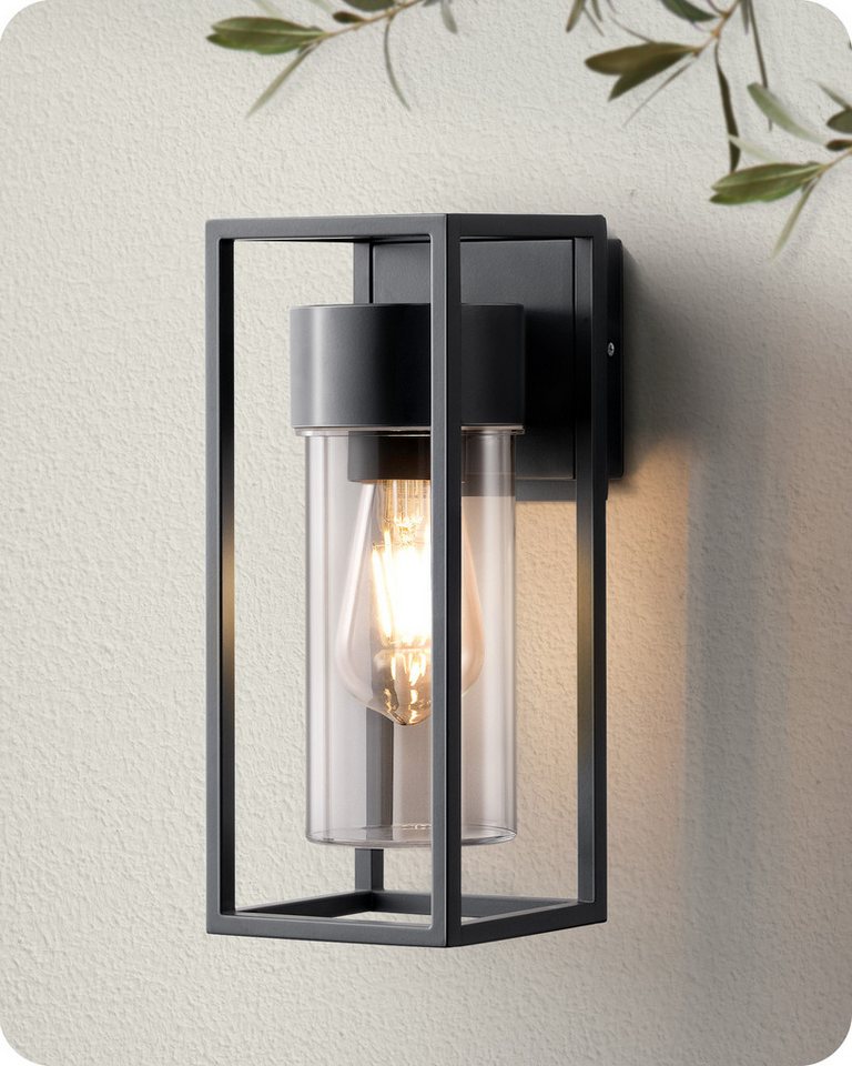 EDISHINE Wandleuchte, ohne Leuchtmittel, Wandbeleuchtung für Hauswand, Terrassenbeleuchtung, Schwarz Bild 5