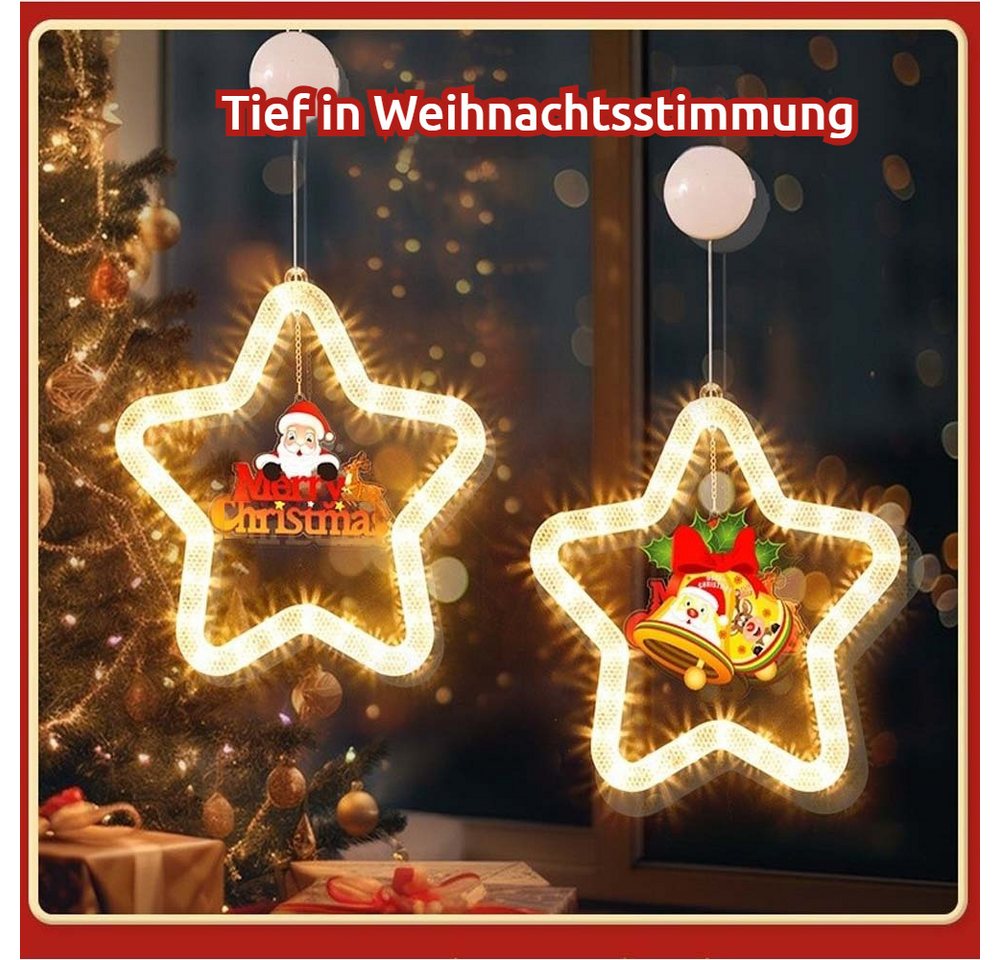 VIVIHEYDAY LED-Lichterkette LED Stern Weihnachtsbeleuchtung Fenster Innen Lichterkette, für Geburtstag Hochzeit Party Weihnachten Deko