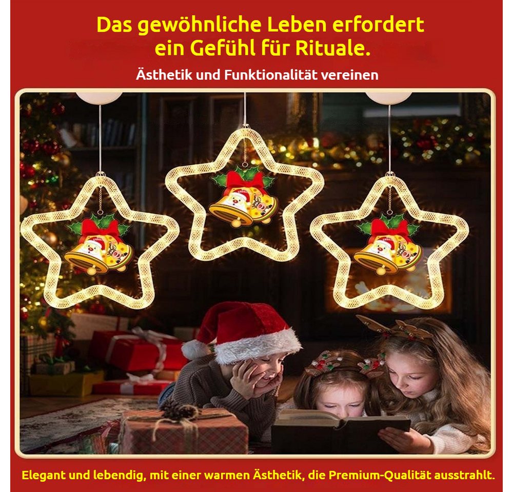 VIVIHEYDAY LED-Lichterkette LED Stern Weihnachtsbeleuchtung Fenster Innen Lichterkette, für Geburtstag Hochzeit Party Weihnachten Deko Bild 4