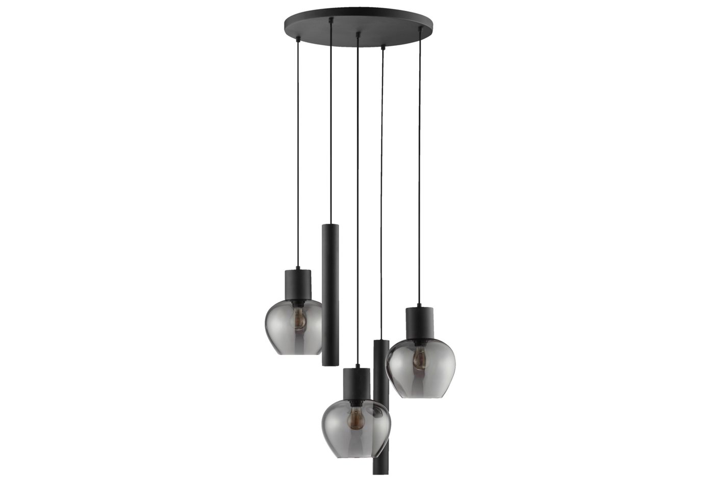 Lightbox Pendelleuchte, ohne Leuchtmittel, Ø 68 cm x 150 cm, 3 x E27 und 2 x GU10, Aluminium Rauchglas, schwarz Bild 5