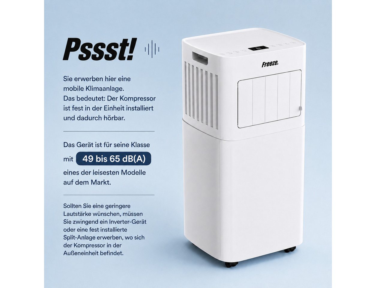 Freeze. Klimagerät nine 9000BTU mobile Klimaanlage Bild 2