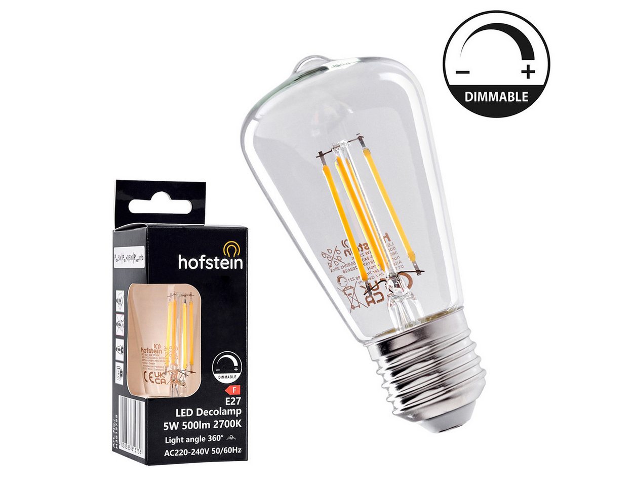 hofstein LED-Leuchtmittel 6er Set Glühbirne Warmweiß 5 Watt 500 Lumen, E27, 2700 Kelvin, Filament Bild 2