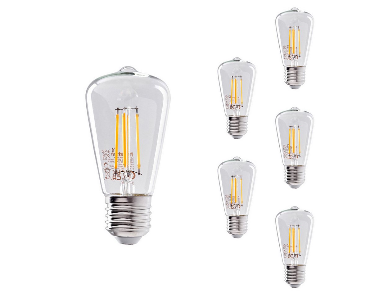 hofstein LED-Leuchtmittel 6er Set Glühbirne Warmweiß 5 Watt 500 Lumen, E27, 2700 Kelvin, Filament Bild 3