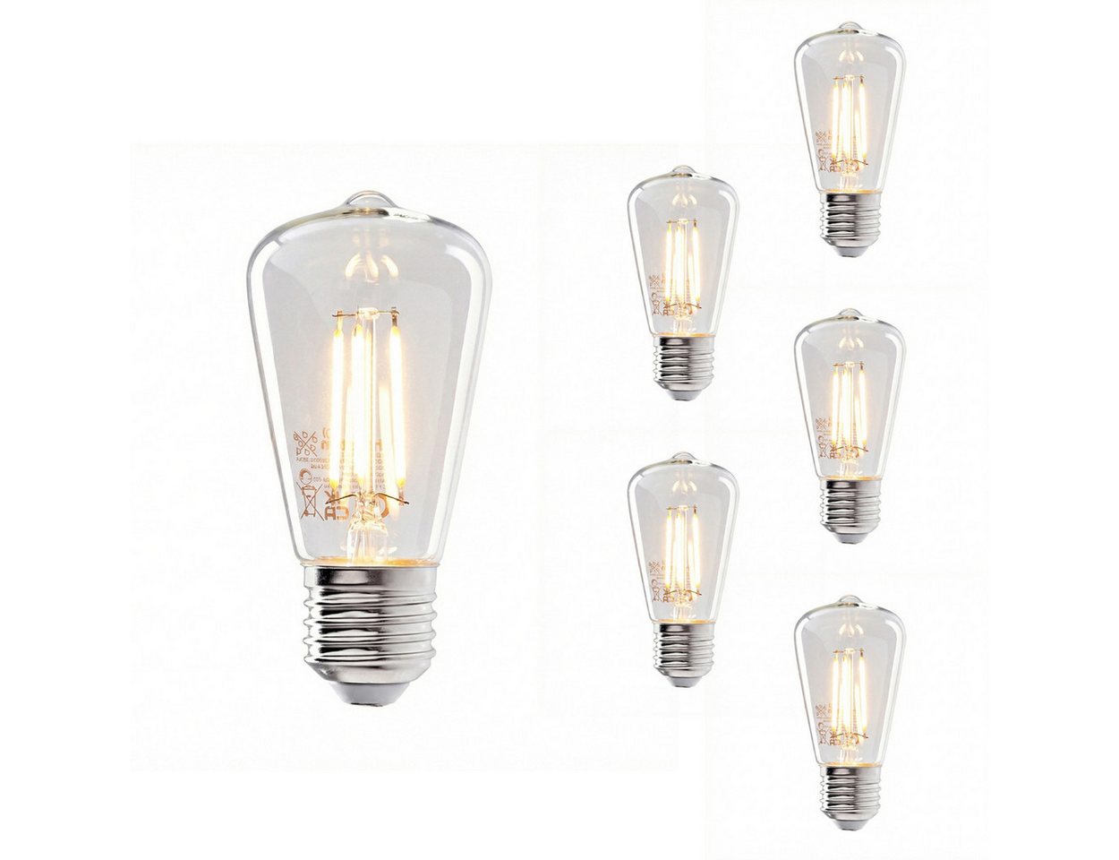 hofstein LED-Leuchtmittel 6er Set Glühbirne Warmweiß 5 Watt 500 Lumen, E27, 2700 Kelvin, Filament Bild 4