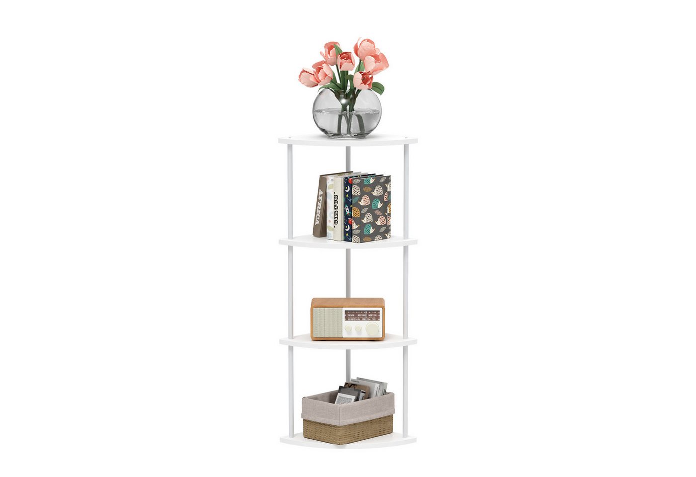 JEOBEST Eckregal Bücherregal mit 4 Ebenen, Aufbewahrungsregal, Pflanzenregal, H: 93cm, Industrial-Design, mit Stahlrahmen Bild 2