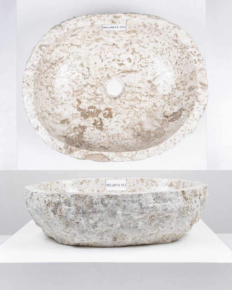 wohnfreuden Aufsatzwaschbecken Erosi Marmor Waschbecken 50 cm creme (Kein Set), 125881_MCaM14.163 Bild 3