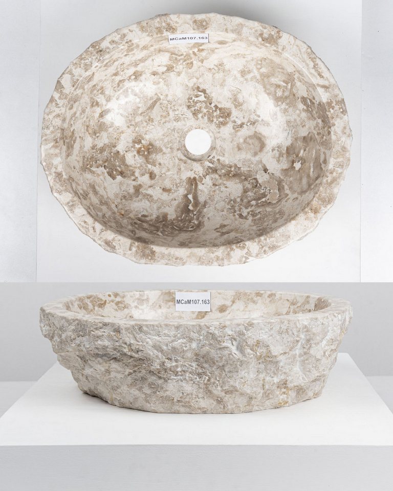 wohnfreuden Aufsatzwaschbecken Erosi Marmor Waschbecken 50 cm creme (Kein Set), 125881_MCaM14.163 Bild 4